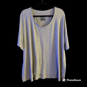 Peace Love World Gray Oversized V Neck T-Shirt 3X